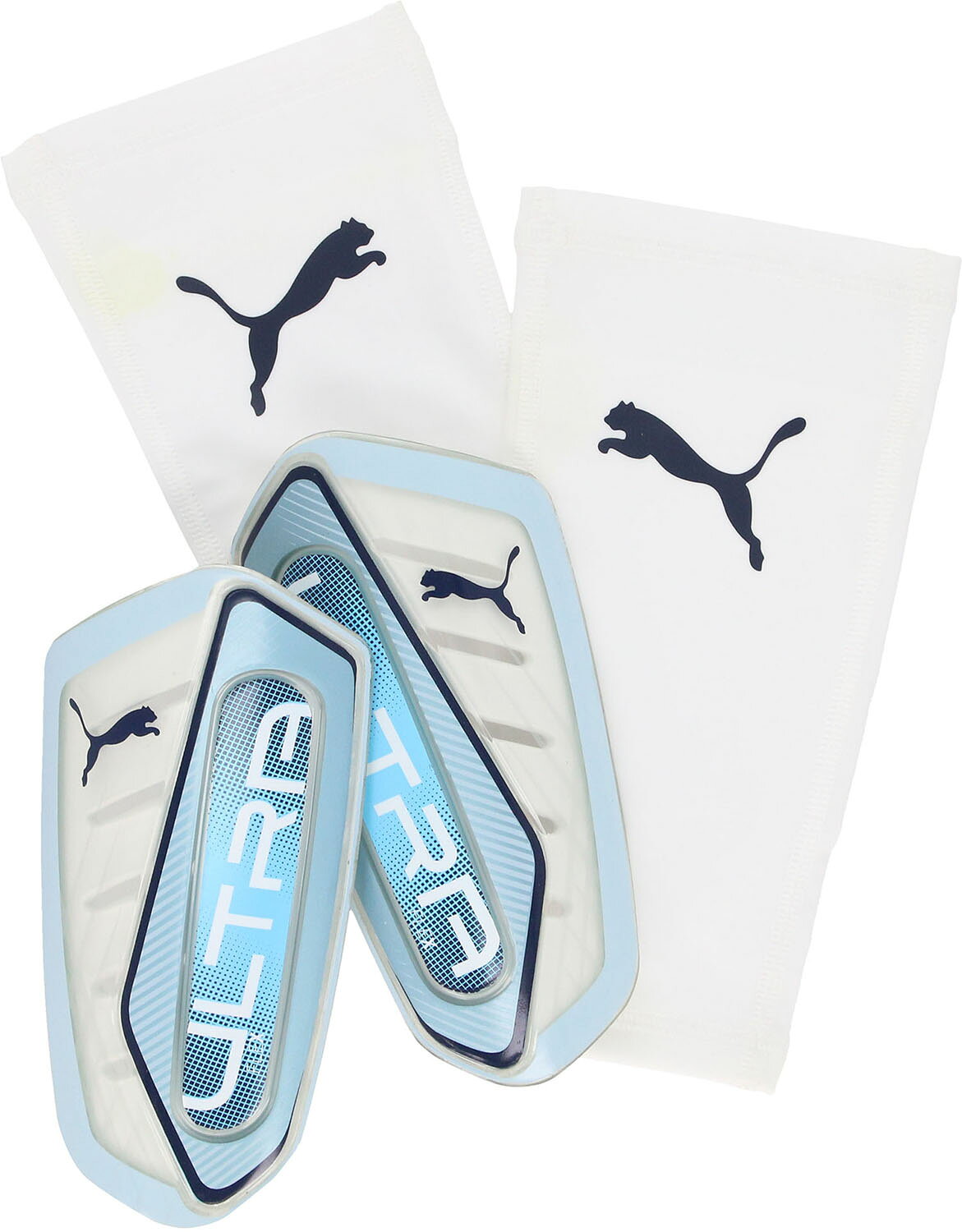 品名：ウルトラ フレックス スリーブカラー名：Icy Blue-Blue Jewel商品本体サイズ（高さ×幅×奥行）：■XS/幅6.50cm、高さ14.50cm、■S/幅7.50cm、高さ16.50cm、■M/幅8.00cm、高さ18.00cm、■L/幅9.30cm、高さ20.00cm商品の説明：プーマ ウルトラ フレックス スリーブが登場。機敏性を確保し、デボスEVA裏地で衝撃を吸収、非常に柔軟なTPUソフトシェルを採用。プレー中のあなたの足元を守ります。スリップポケット付きの圧縮スリーブはしっかりとしたフィットと動きやすさ、あらゆる年齢や体格のプレイヤーに適しています。素材・材質：袖/ポリエステル85%ポリウレタン15%、シールド/熱可塑性ポリウレタン100%、クッション材/EVA樹脂100%原産国：インド詳細1:非常に柔軟で耐衝撃性に優れたTPUソフトシェルで比類のない保護、EVAパンチング裏地が衝撃吸収性と通気性をを高め最大の快適性詳細2:スリップポケット付きの圧縮スリーブはしっかりとしたフィットと動きやすさ、あらゆる年齢や体格のプレイヤーに適していますサッカー / フットサル / シンガード / すねあて / レガース / レッグガード / プロテクター / 030987-08