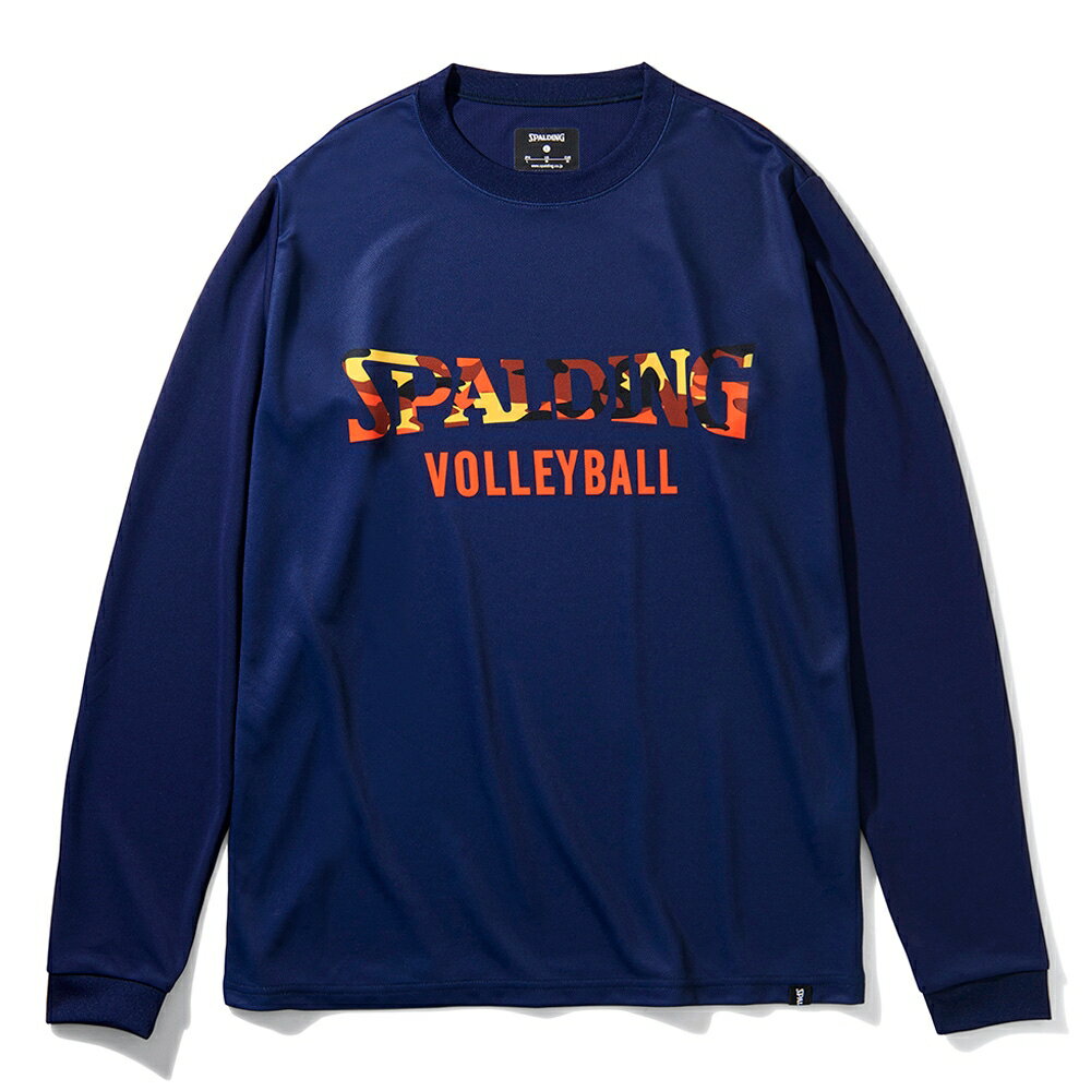 SPALDING（スポルディング） バレーボール プラクティスウェア プラクティスシャツ ロングスリーブTシャツ マルチカモロゴ 長袖 【ネイビー】 SMT211780 NV メンズ・レディース 男性用・女性用 吸収 速乾 UVカット トレーニング スポーツウェア 紺 21AW 2021 {NP}