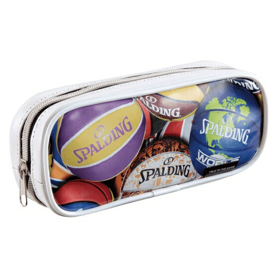 バスケットアクセサリー SPALDING（スポルディング） バスケットボール アクセサリー PRINT PEN CASE プリントペンケース 【ホワイト】 SPF130W ファスナー一周 ペントレー 白 2021 {SK}