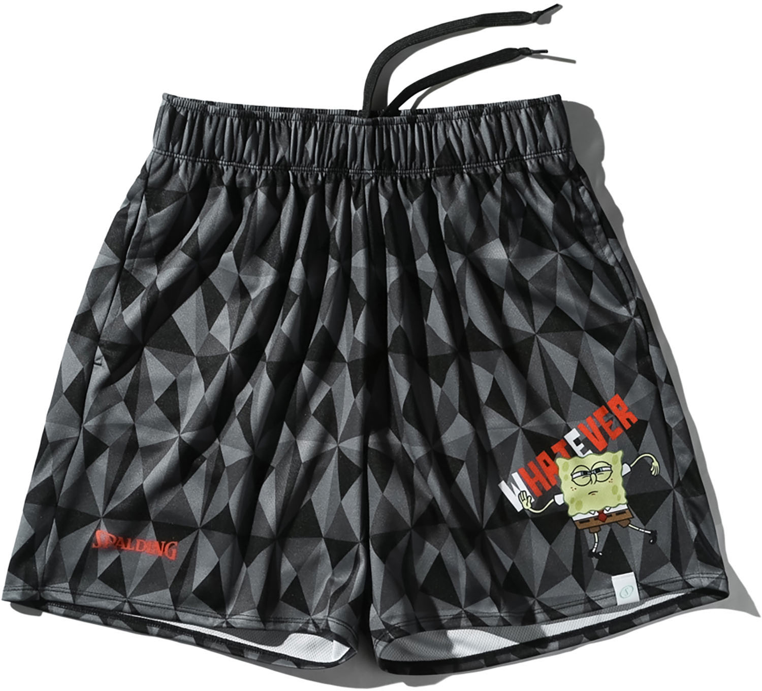 SPALDING （スポルディング） バスケットボール ショートパンツ プラクティスパンツ スポンジ・ボブ フレーズ 【ブラック】 SMP25148S 1000 プラクティスパンツ パンツ ユニセックス 男女兼用 黒 25FW {NP}
