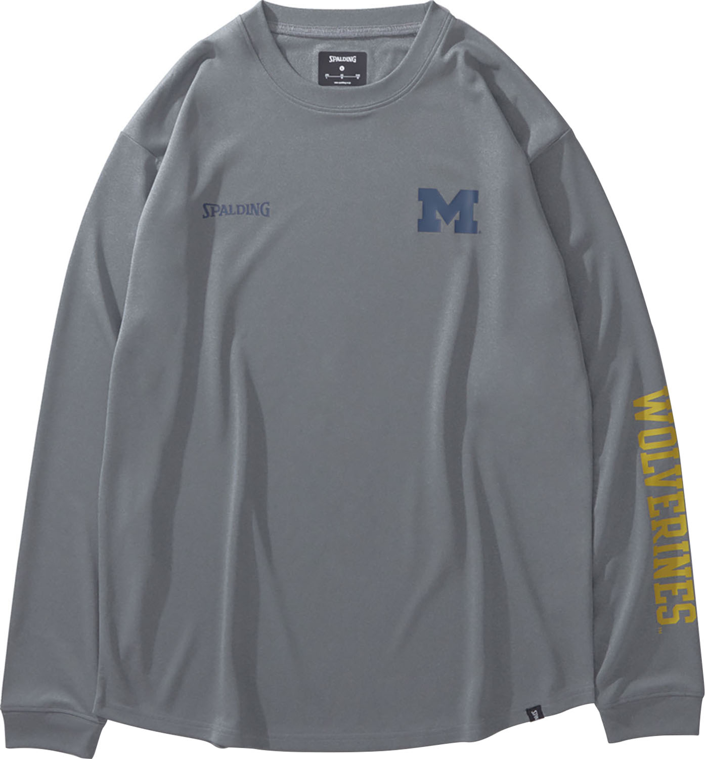 SPALDING （スポルディング） バスケットボール Tシャツ ロングスリーブTシャツ ミシガン M ロゴ ロウンドヘム 【ヘザーグレー】 SMT24124M 1800 長袖Tシャツ ロングスリーブ メンズ 男性用 灰 24FW {NP}