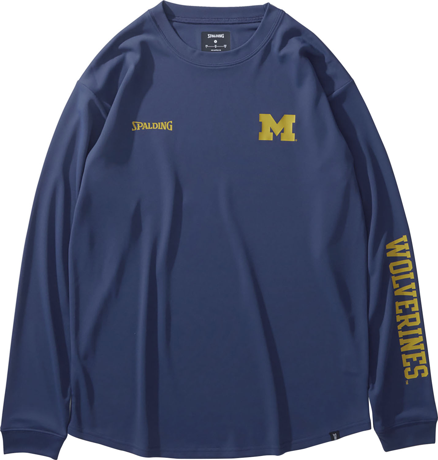 SPALDING （スポルディング） バスケットボール Tシャツ ロングスリーブTシャツ ミシガン M ロゴ ロウンドヘム 【ネイビー】 SMT24124M 5400 長袖Tシャツ ロングスリーブ メンズ 男性用 紺 24FW {NP}