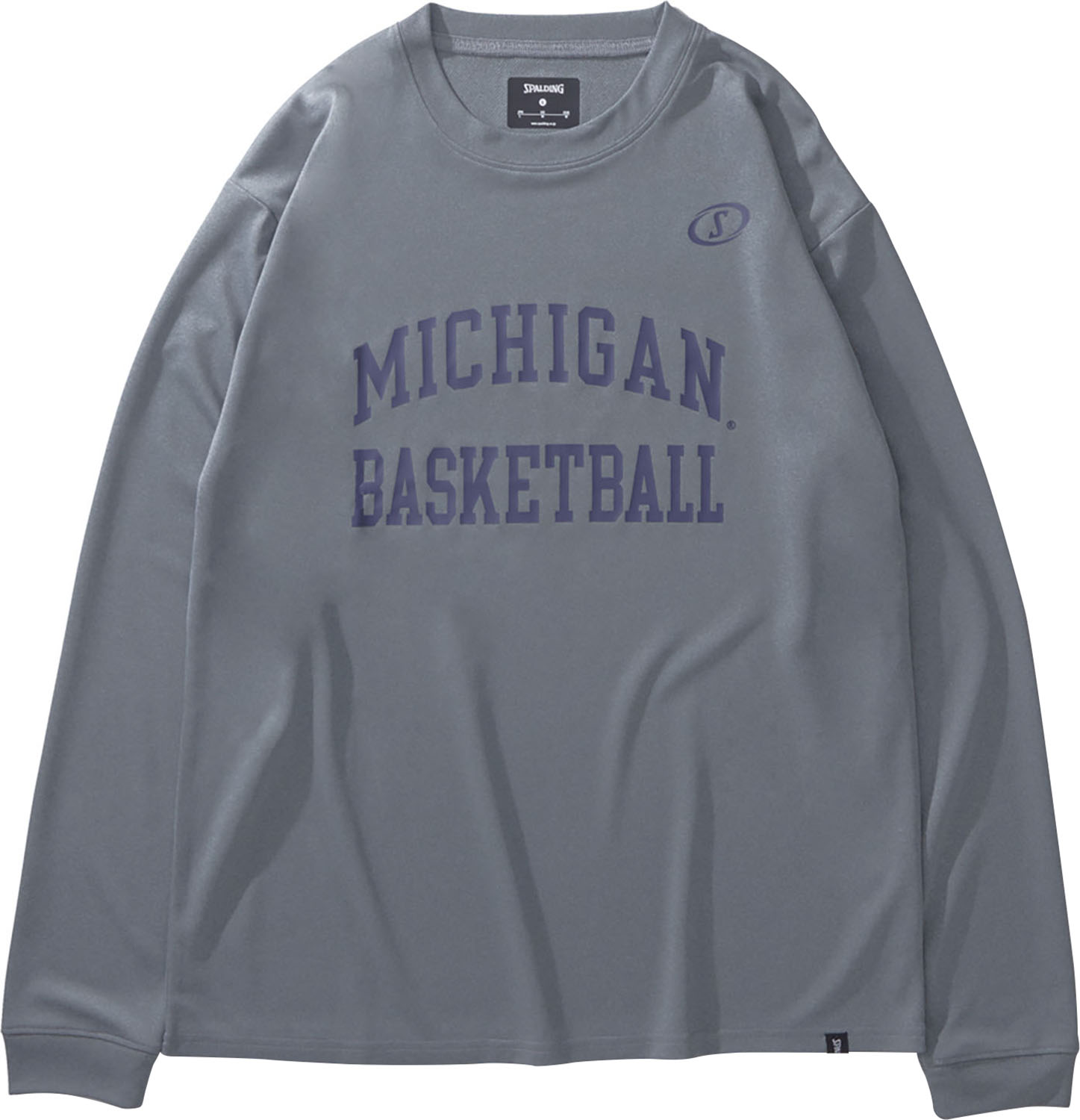 SPALDING （スポルディング） バスケットボール Tシャツ ロングスリーブTシャツ ミシガン バスケットボール アーチロゴ 【ヘザーグレー】 SMT24126M 1800 長袖Tシャツ ロングスリーブ メンズ 男性用 灰 24FW {NP}