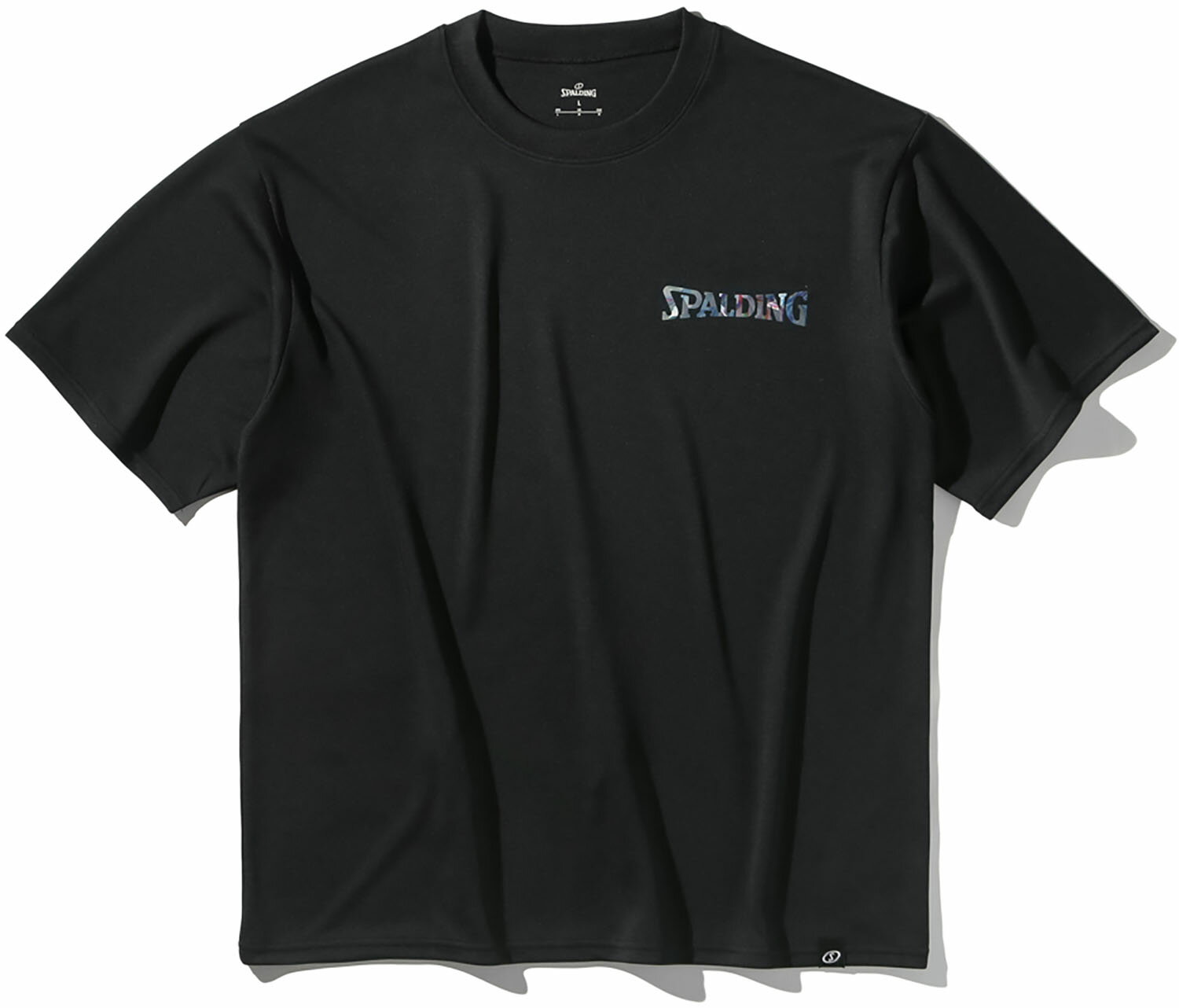 SPALDING （スポルディング） バスケットボール Tシャツ Tシャツ ホログラム ワードマーク 【ブラック】 SMT25130 1000 半袖Tシャツ ショートスリーブ ユニセックス 男女兼用 黒 25FW {NP}