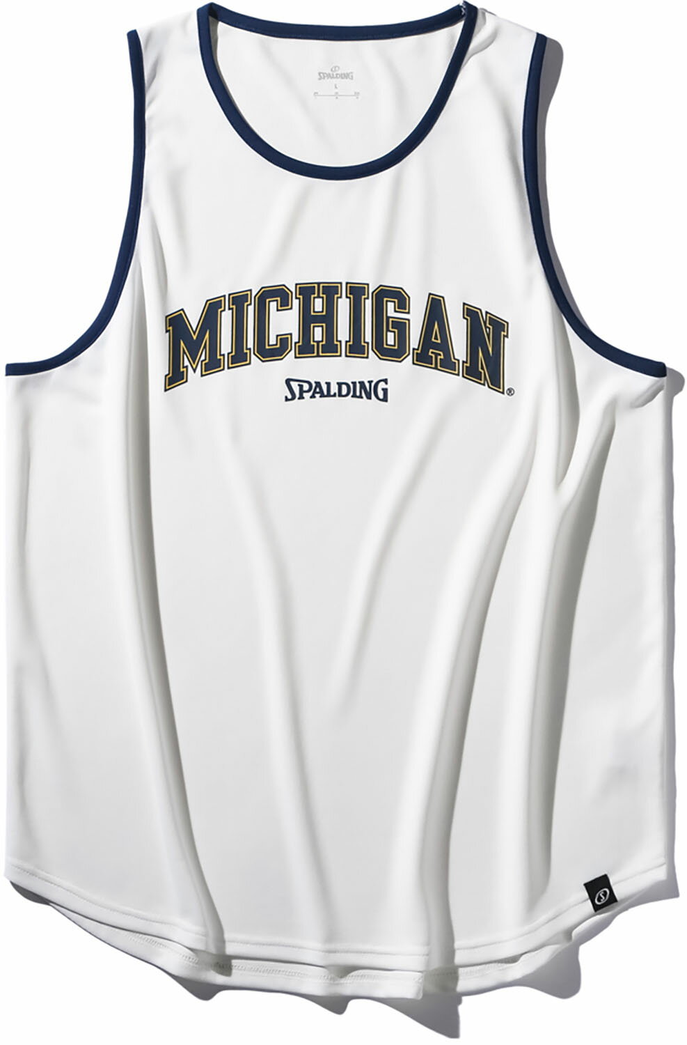 SPALDING （スポルディング） バスケットボール Tシャツ タンクトップ ミシガン アーチロゴ パイピング 【ホワイト】 SMT25136M 2000 ノースリーブ タンクトップ ユニセックス 男女兼用 白 25FW {NP}
