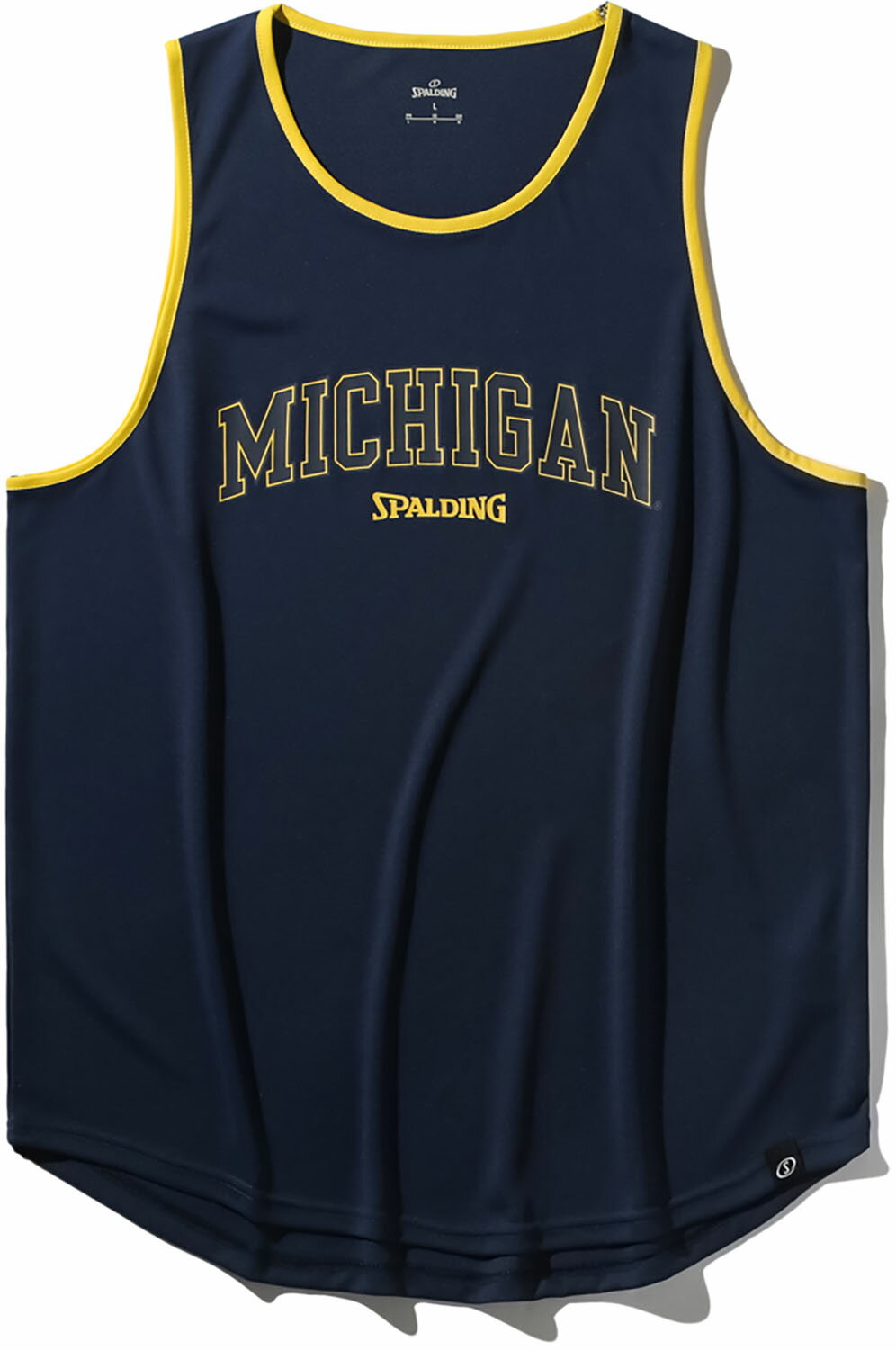 SPALDING （スポルディング） バスケットボール Tシャツ タンクトップ ミシガン アーチロゴ パイピング 【ネイビー】 SMT25136M 5400 ノースリーブ タンクトップ ユニセックス 男女兼用 紺 25FW {NP}