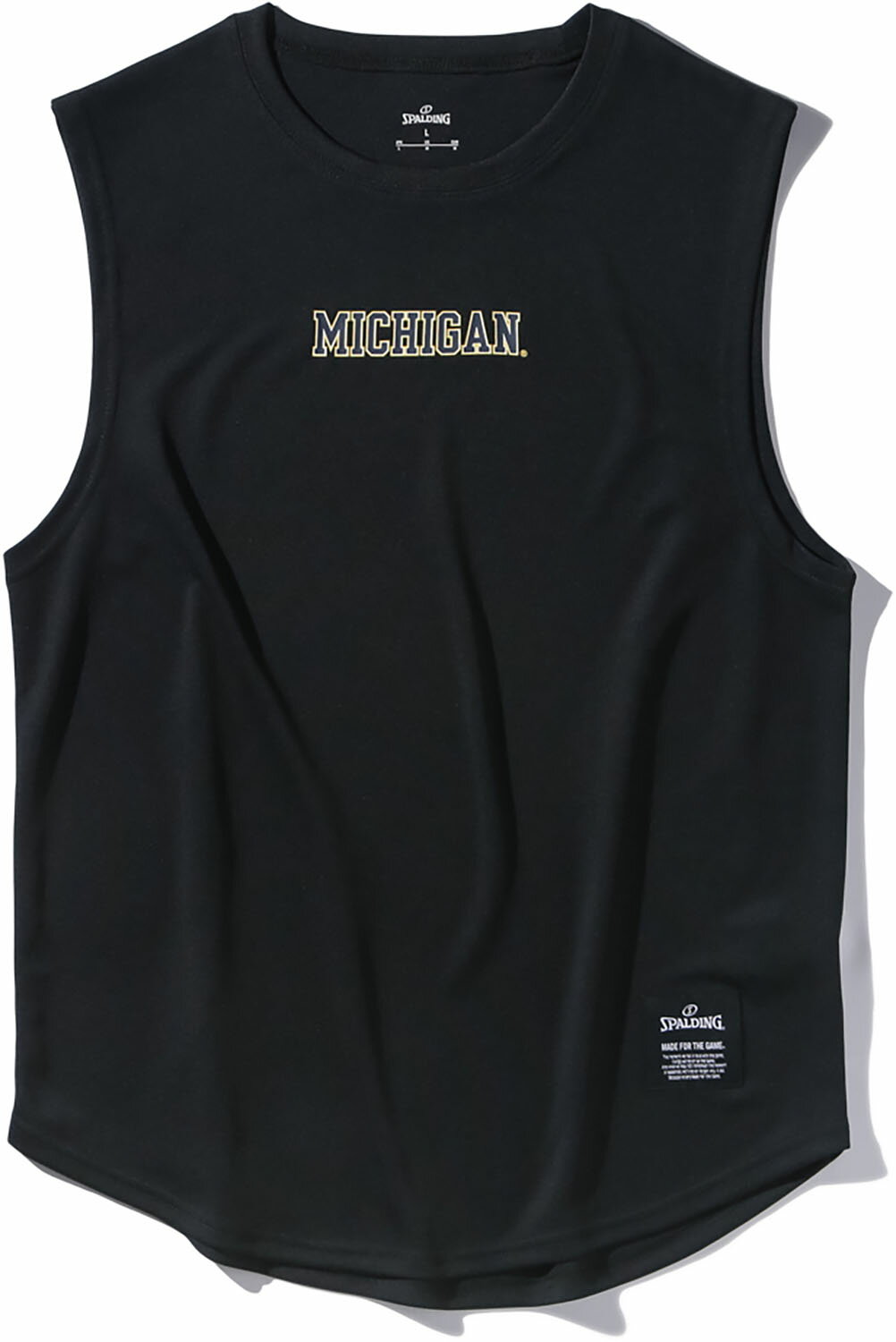 SPALDING （スポルディング） バスケットボール Tシャツ スリーブレス トップ ミシガン タイニーロゴ 【ブラック】 SMT25137M 1000 ノースリーブ タンクトップ ユニセックス 男女兼用 黒 25FW {NP}