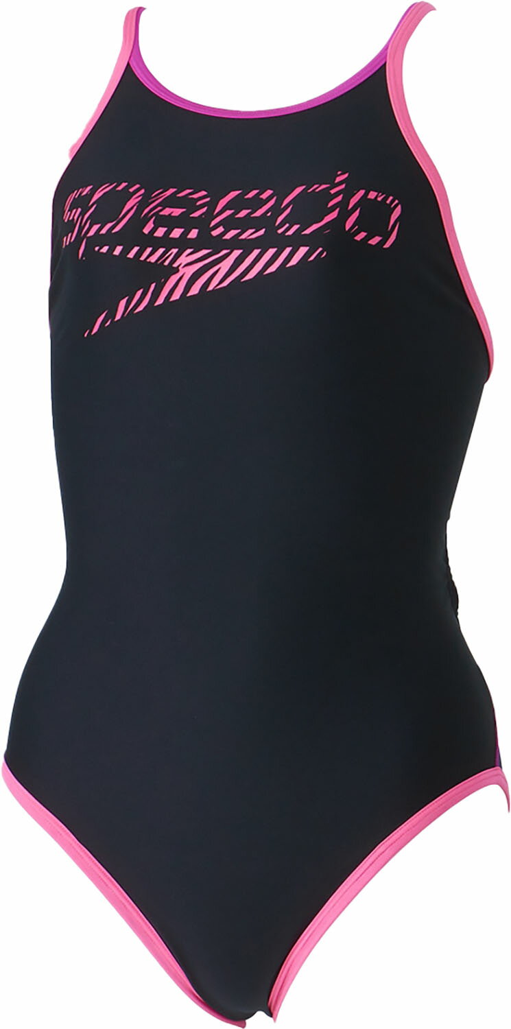 Speedo （スピード） 水泳 水着 Zebra Stack TurnS Suit 【ブラック×ピンク】 STW02410 KP 水着レディース競泳用（非公認） 競泳水着 レディース 女性用 ブラック 黒 桃 24S1 {SK}