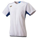 SSK (エスエスケイ) 野球 ウェア 2ボタンベースボールTシャツ(裾バインダー) 【ホワイト×Dブルー】 BT2690 1063 Tシャツ ベースボール ユニセックス 男性用・女性用 白 2025通年 {NP}