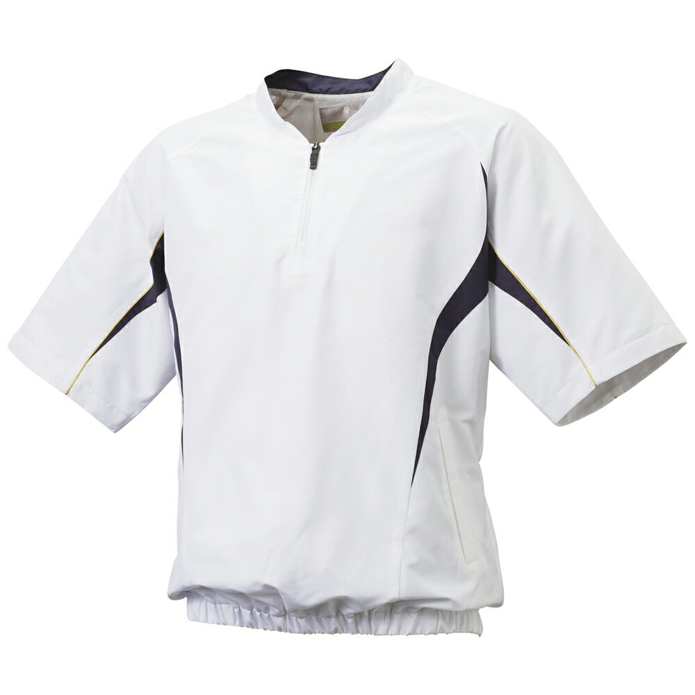 SSK （エスエスケイ） 野球 ウェア ハーフZIP半袖裏メッシュプレジャン 【ホワイト×ネイビー】 BWP2411..