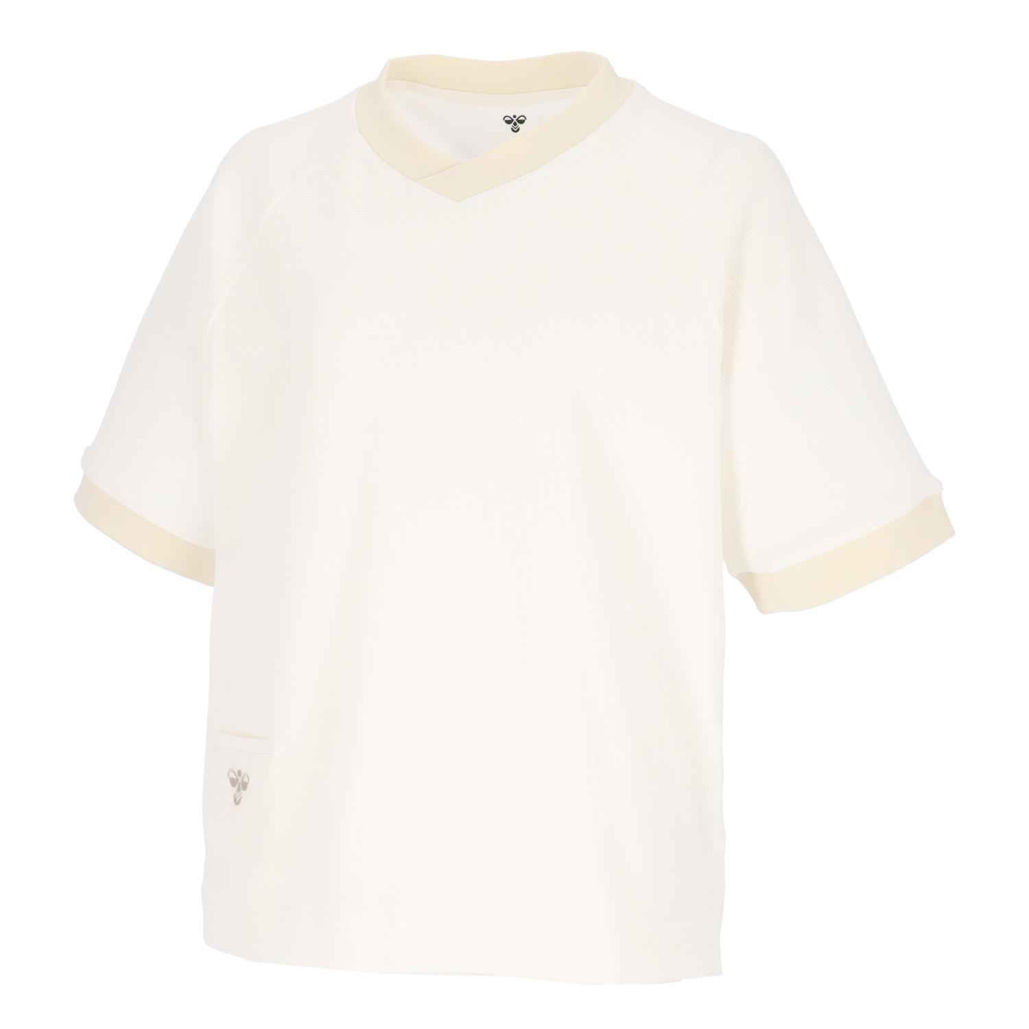 hummel （ヒュンメル） フィットネス・トレーニング ウェア hummel PLAY ミニワッフル半袖Tシャツ 【オフホワイト】 HLP4213 11 Tシャツ アパレル レディース 女性用 白 灰 2025SP {NP}