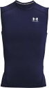 UNDER ARMOUR (アンダーアーマー) フィットネス・トレーニング ゲームシャツ・パンツ UA ヒートギアアーマー コンプレッション スリーブレス シャツ 【ミッドナイトネイビー/ホワイト】 1361522 410 アンダーシャツ メンズ 男性用 ネイビー 紺 白 22SS {NP}