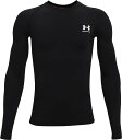 UNDER ARMOUR (アンダーアーマー) フィットネス・トレーニング ゲームシャツ・パンツ UA ヒートギアアーマー ロングスリーブ シャツ 【ブラック/ホワイト】 1361731 001 インナーシャツ アンダーシャツ ジュニア・キッズ 子供用 ブラック 黒 白 22SS {NP}