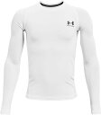 UNDER ARMOUR (アンダーアーマー) フィットネス・トレーニング ゲームシャツ・パンツ UA ヒートギアアーマー ロングスリーブ シャツ 【ホワイト/ブラック】 1361731 100 インナーシャツ アンダーシャツ ジュニア・キッズ 子供用 ホワイト 白 黒 22SS {NP}