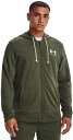 UNDER ARMOUR (アンダーアーマー) フィットネス・トレーニング スウェット・トレーナ UAライバルテリー フルジップ フーディー 【マリングリーン/ホワイトオニキス】 1370409 390 スウェットジャケット ジャケット メンズ 男性用 カーキグリーン 緑 24FW {SK}