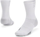 UNDER ARMOUR (アンダーアーマー) フィットネス・トレーニング ソックス UA ARMOURDRY PLAYMAKER MID-CREW SOCKS 【ホワイト/ヘイローグレー/ヘイローグレー】 1376229 100 ソックス ソックス メンズ・レディース 男性用・女性用 ホワイト 白 24FW {NP}