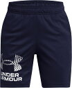 UNDER ARMOUR (アンダーアーマー) フィットネス・トレーニング トレーニングウェア UA TECH LOGO SHORTS UAテック ロゴ ショーツ 【ミッドナイトネイビー/モッドグレー】 1383333 410 WUPニットハーフパンツJR ハーフパンツ ジュニア・キッズ 子供用 紺 灰 25SS {NP}