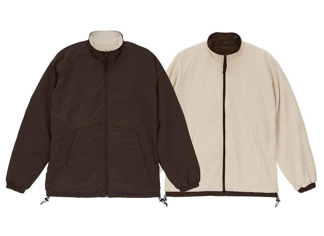 UnitedAthle （ユナイテッドアスレ） カジュアル ジャケット シェル フリース リバーシブル スタンド ジャケット 【ダークチョコレート/ベージュ】 7493-01 9125 フリース＆ベロアジャケット アウター メンズ・レディース 男性用・女性用 ブラウン/ベージュ 茶 肌 2025 {SK}