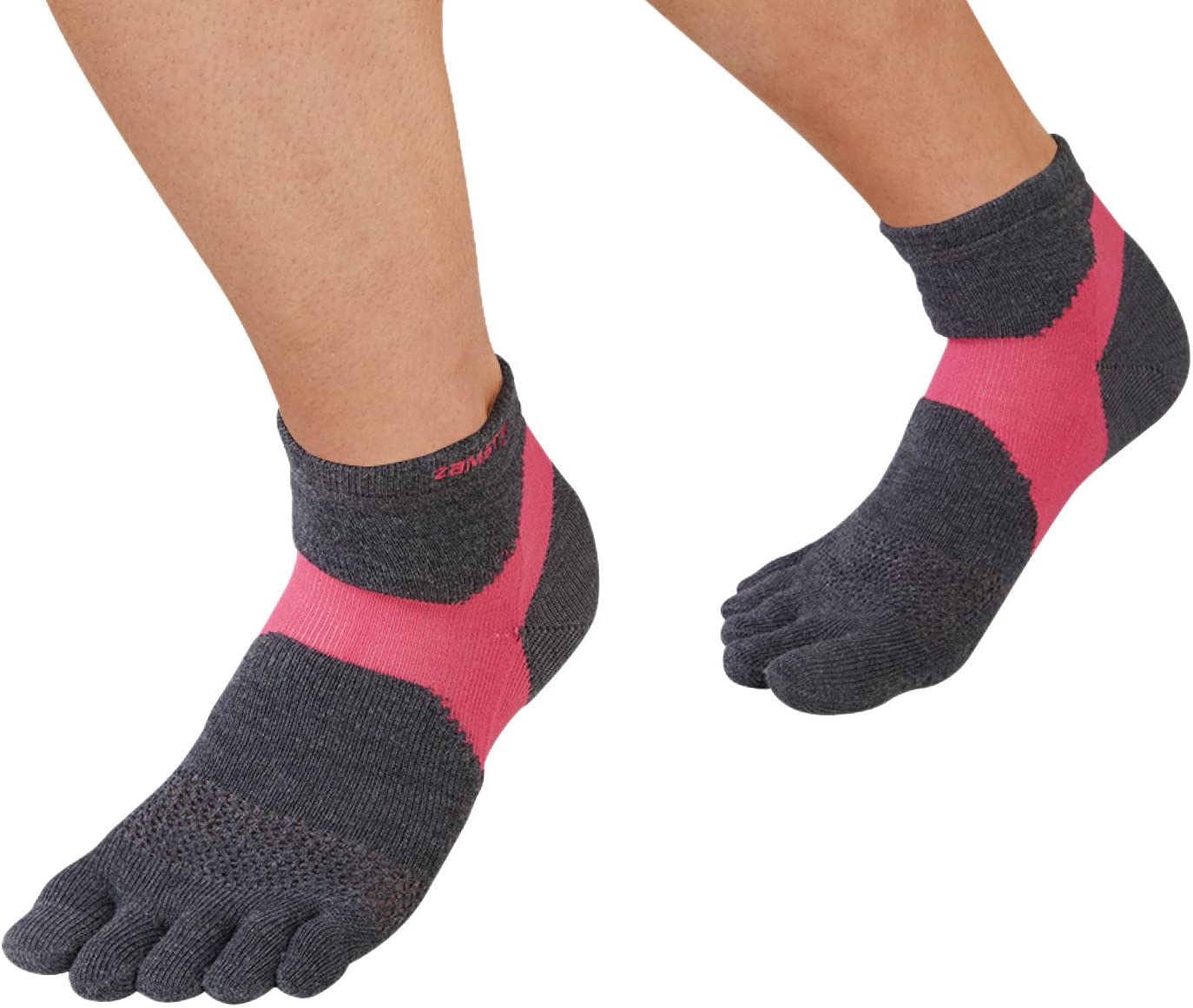 ZAMST （ザムスト） フィットネス・トレーニング ウェア AS-1 5本指 GYPK Lサイズ 【グレー×ピンク】 376353 ソックス 靴下 ショート丈 アンクル丈 ユニセックス 男性用・女性用 ハイ モモ 灰 桃 2025通年 {SK}