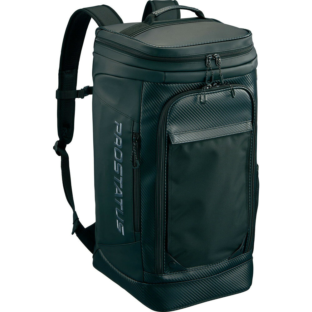 品名：PROSTATUS_ボックスバッグカラー名：ブラックサイズ詳細：高さ61×長さ28×巾25cm※商品によってはどうしても若干の誤差が発生してしまいます。　1-2cmの誤差はあらかじめご了承ください。商品の説明：大容量で、メインルームが大きく開くボックス型バックパック。素材・材質：合成皮革、ポリエステル、ナイロン原産国：中国仕様：フロントファスナーポケット付き、フロントパーツ取り外し式、チェストベルト付き重量：1.8kg容量：約52L野球 / バッグ / ケース / BAP4024S-2900A