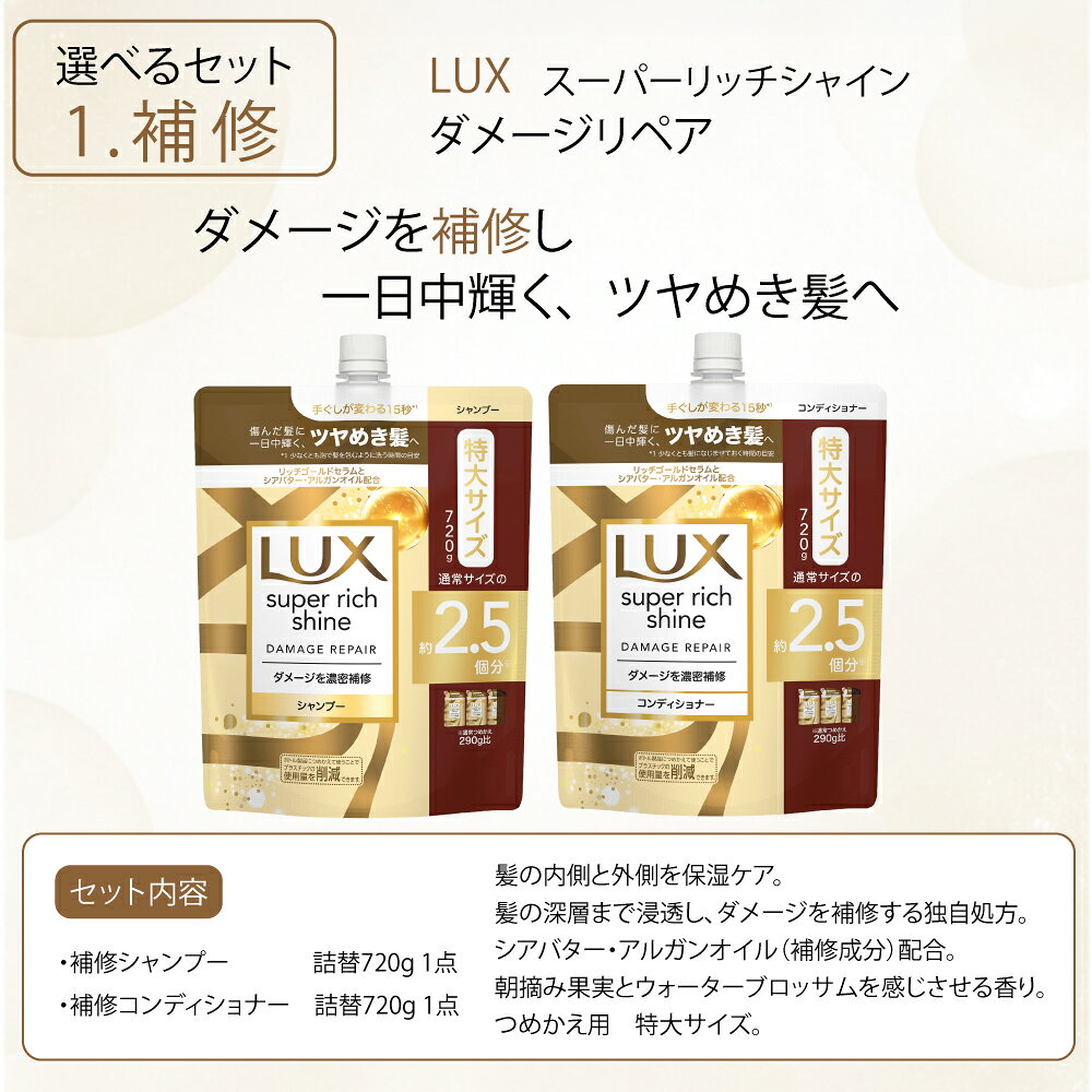 アリエールジェル ！ お悩み別 選べるヘアケアセット LUX(ラックス) つめかえサイズ 超特大 付き スーパーリッチシャイン hakp-10029454 ホーム&キッチン プラス サンプル画像2