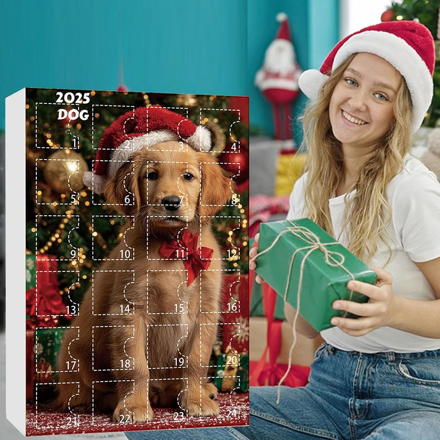 犬アドベントカレンダー 2025 24 日犬オーナメントクリスマスカウントダウンカレンダー、かわいいコーギー犬ペンダントアドベントカレンダー、ミニ子犬動物クリスマスツリーデコレーションカウントダウンカレンダー