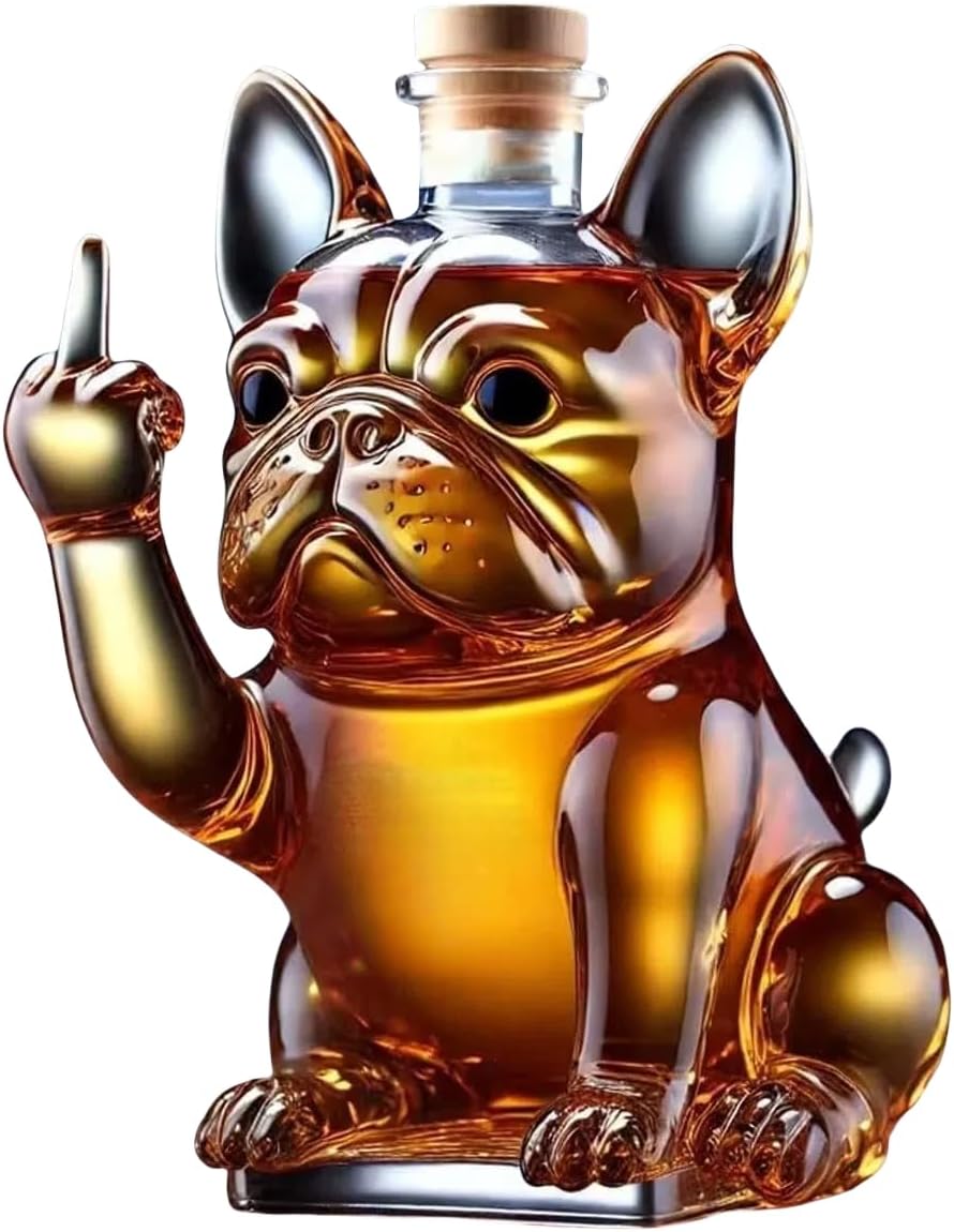 耐熱ガラス製 ウィスキーボトル フレンチブルドッグ・ウィスキーデキャンタ カメ、タカ、アヒル、ダックスフンド 動物柄ガラス容器 ユニークなウィスキーガラスデキャ...