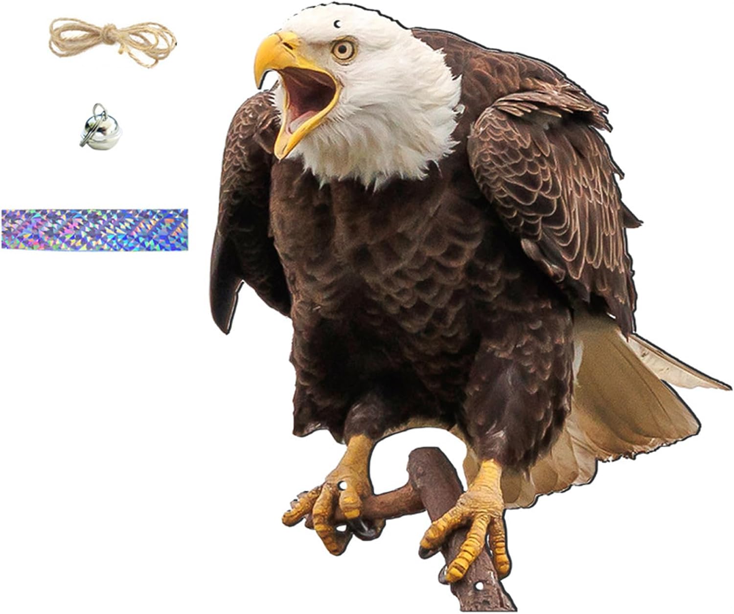 Rakuten - はとよけ ベランダ 鷹 鳥避け 鳥避けグッズ 鳩よけ ツバメよけ対策 ワシ型鳥よけ 防鳥反射板 鳩除け 駆鳥反射板 簡単設置 吊り下げ式 撃退 鳥害対策 鳥よけグッズ 飛来防止 菜園 果樹 田畑 屋外 鳥対策 庭、窓、木に鳥が近づくのを防ぐ（反射帯+2個鈴+麻縄）