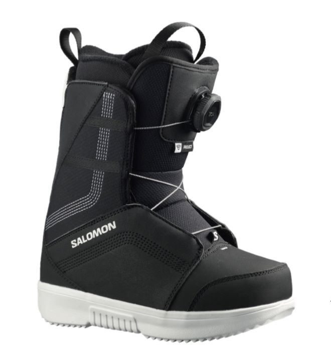 salomon snowboard Boots　PROJECT　BOA　YOUTH　BLACK　 22.5~23.0・23.5~24.0・24.5~25.0 BOAシステムサロモン　スノーボードブーツ　子供　ジュニア　キッズにオススメ！　フットベッドは、成長期の足のために縫い目をはずしてハーフサイズにすることができます！