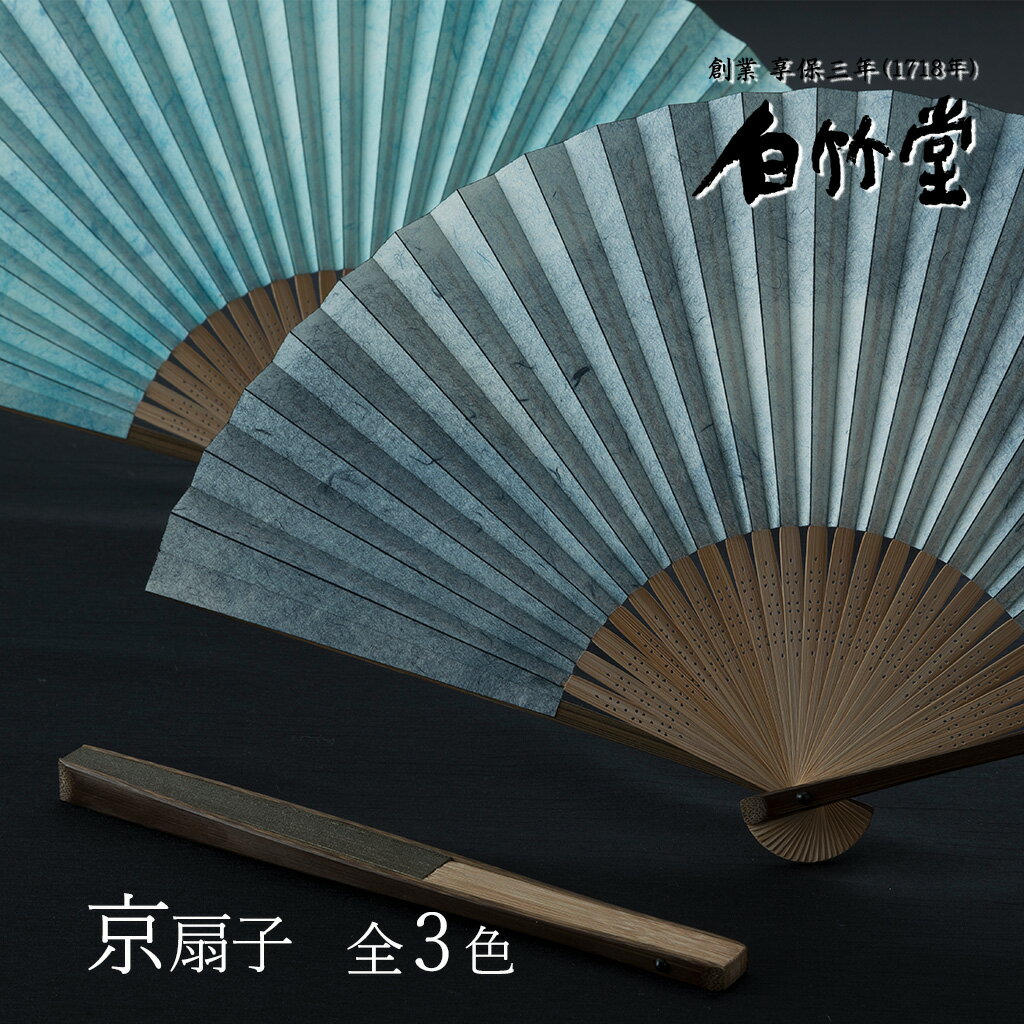 扇子 メンズ <脇漆黒谷和紙扇子セット> 袋ケース付き 京扇子 日本製 男性用 父の日 お中元 名入れ プレゼント ギフト 記念日 お祝い おしゃれ 紙 【創業1718年 京都老舗 扇子の白竹堂】