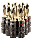 FosPower (12本セット / 6ペア) ソルダーレス バナナプラグ コネクタ【リア接続タイプ / 24k 金メッキ/金属シェル】ネジ締め方式のバナナプラ...
