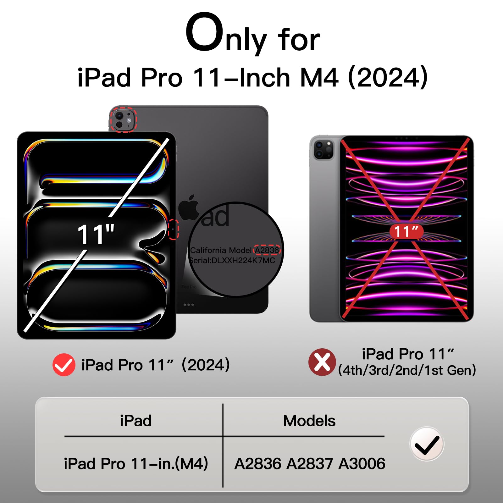 JEDirect iPad Pro 11インチ M4 2024 (第5世代) 用ケース Pencilホルダー付き 透明バックカバー スリムスタンド 衝撃吸収 タブレットカバー オートウェイク/スリープ機能 (スペースグレイ)