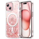 JETech iPhone 15 6.1インチ用 キラキラ ケース MagSafe対応 女性用 クリア かわいい ブリンブリン ピカピカ 耐衝撃 マグネット式 ...