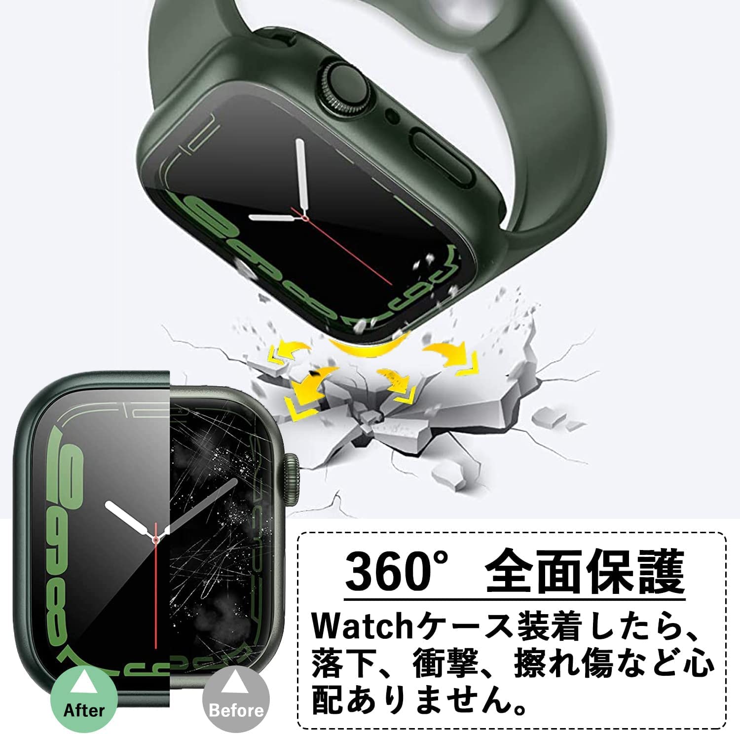 【2023強化版】AMAPC for Apple Watch ケース 360度全面防水 バンド 水泳・スポーツ専用 ガラスフィルム 一体型 apple watch 用 カバー 360フルボディ防水 アップルウォッチ ケース Apple Watch Series6/SE/5/4 44mm対応 光沢のローズゴールド