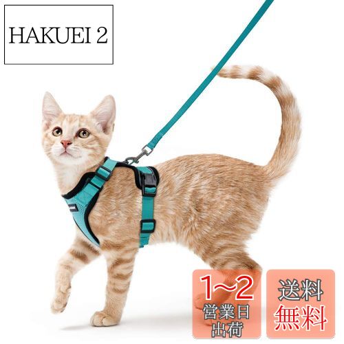 Rabbitgoo 猫用 ハーネス リードセット 犬猫兼用 超小型犬 小型犬 抜けない ソフト胸あて 軽量 足を上げず装着完成 サイズ調節可 夜反射 通気メッシュ 咳込み防止 散歩 犬用ハーネス 猫の胴輪 くびわ ベスト パグ ネコねこ子猫 散歩ひも 猫はーねす胴輪 猫 ハーネス りー