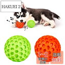 AUSCAT 犬おもちゃ 音が出るボール 噛むおもちゃ 中小型犬 知育玩具 頑丈 天然ゴム 犬用玩具 ストレス解消「橙緑ボール 2点 セット S」