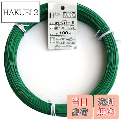 【送料無料】ダイドーハント (DAIDOHANT) 針金 [ビニール被覆] カラーワイヤー グリーン ( 緑 ) [太さ] #16 (1.6 mm x [長さ] 100m 54015