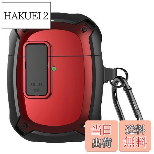 【Miimall】 Google Pixel Buds A-Series 適用 ケース グーグル ピクセル Buds A カバー 耐衝撃 防傷 軽量 ハードケース 落下防止 カラビナ付き 着装充電可能 ロッグ機能 グーグル Pixel Buds A 保護カバー(ブラックレッド)