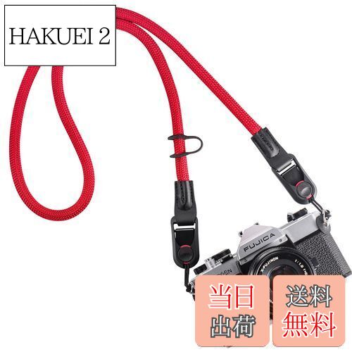 【送料無料】[Yullmu] カメラストラップ カメラネックストラップ アンカー設計 三角リング付き 3層構造 一眼レフカメラ クライミングロープ 赤