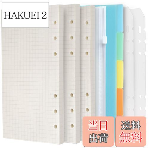 【送料無料】【3冊セット】LEOBROシステム手帳リフィル A5サイズ カラーインデックス ファスナーポケット リフター付け5mm方眼 クリーム紙 6穴 135枚入 ノート ビジネス手帳 ルーズリーフ用
