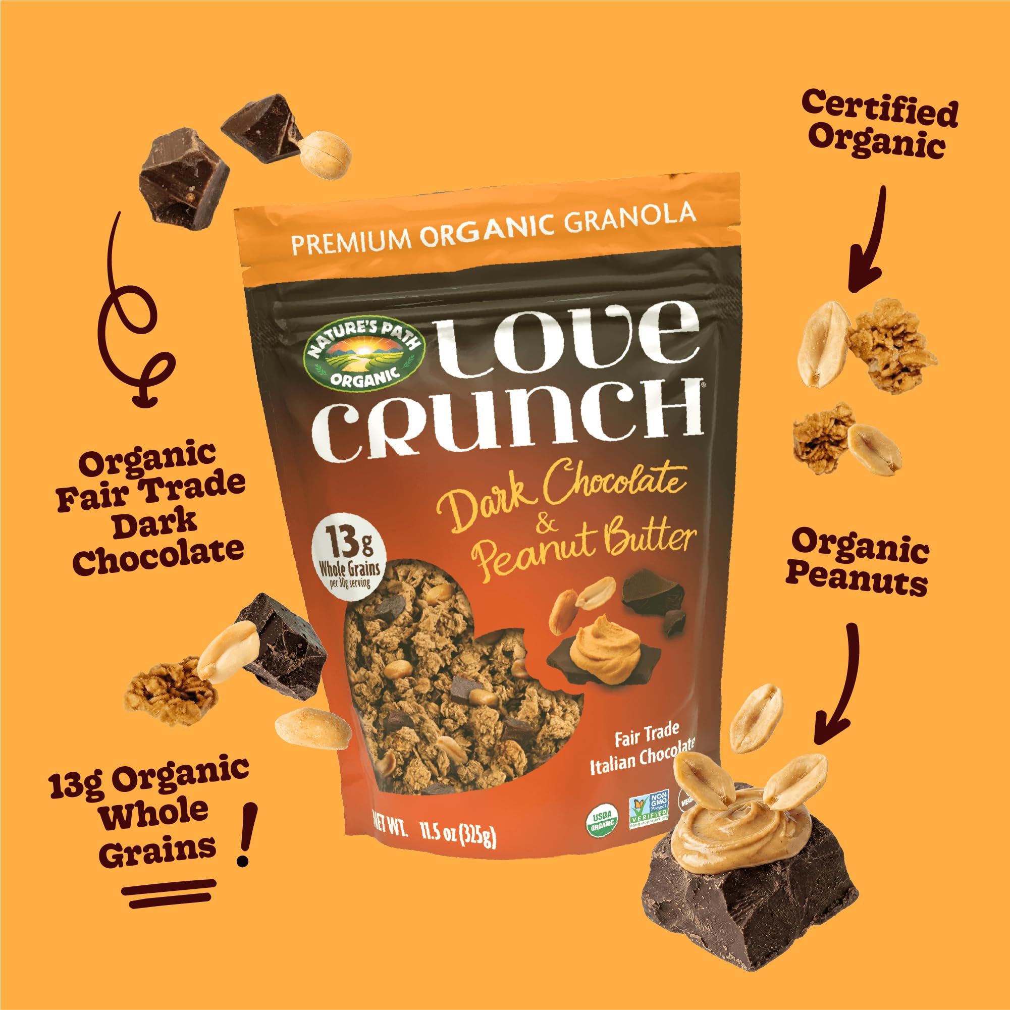 【送料無料】ネイチャーズ パース ラブクランチ オーガニックグラノーラ ダークチョコレート&ピーナッツバター 325g hakuei2-10163797 HAKUEI 2 サンプル画像2