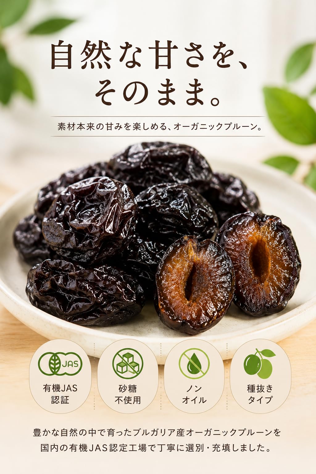 【送料無料】オーガニック プルーン（種抜き） (1kg) ブルガリア産・有機JAS認定 hakuei2-10168828 HAKUEI 2 サンプル画像2