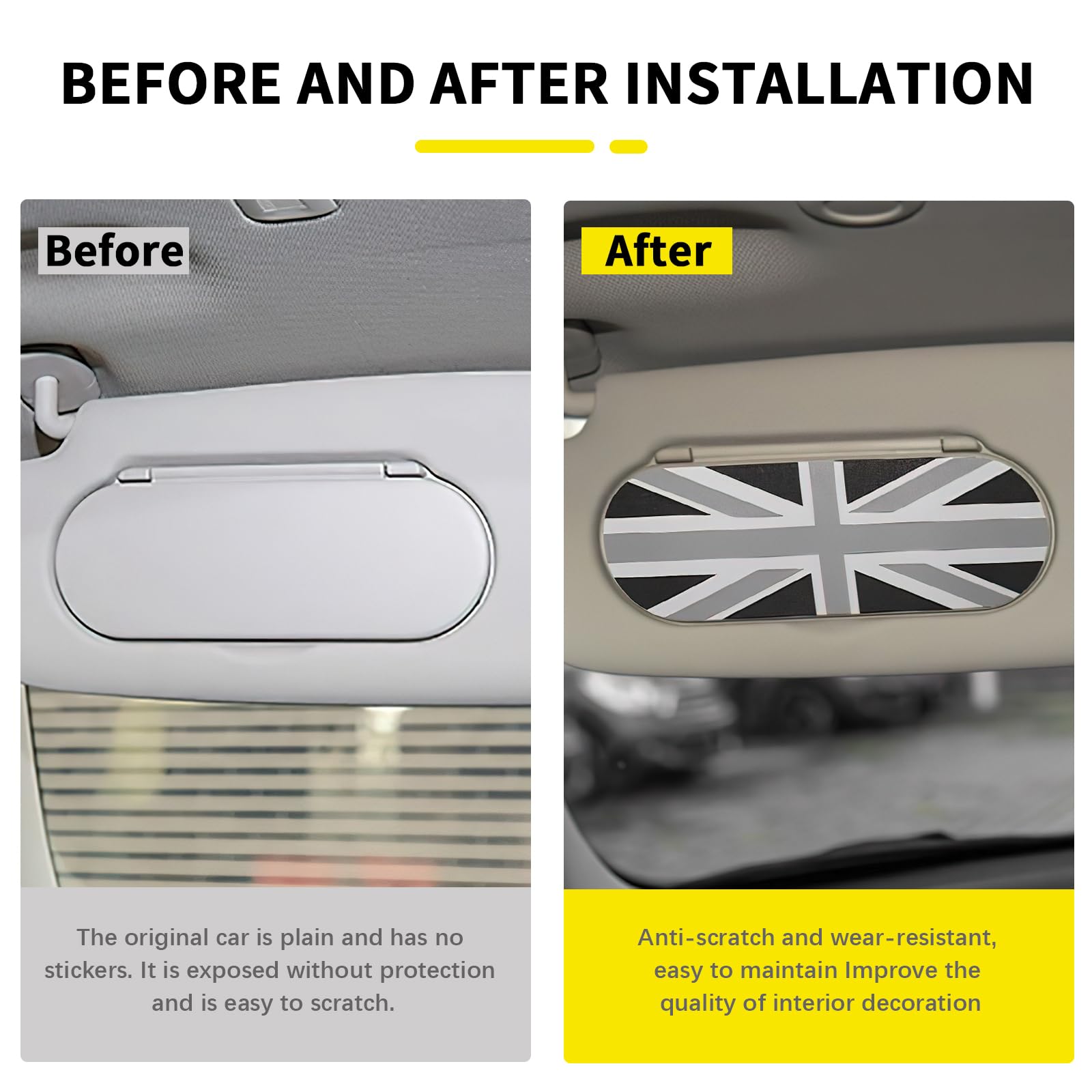 【送料無料】FDAIUN 車サンバイザー 化粧鏡 レザー 装飾 ステッカー BMW MINI Coop...