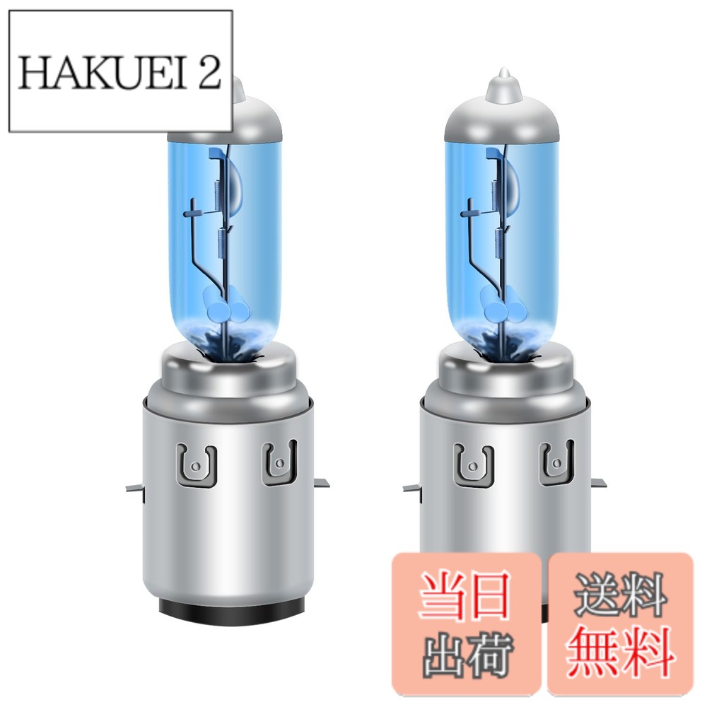 【送料無料】RCP BA20D S1/S2汎用 ハロゲンバルブ 35W 12V 5000K バイク用 純正交換 2個入 (BA20D)
