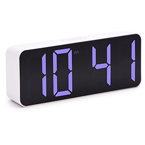 OFFIDIX 目覚まし時計 デジタル時計 おしゃれ 多機能 小型 置き時計ホワイト 寝室 インテリア 温度計 カレンダー プレゼント アラーム機能 長方形 卓上 輝度調節 寝坊時間 タッチセンサー