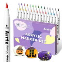 岩絵のためのArrtx 30色アクリルペイントペン、エクストラブラシ先、石、ガラス、イースターエッグ、木および布用の水性ペイントマーカーペン、無臭