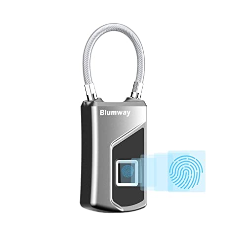 Blumway スマート指紋認証南京錠 タッチロック ステンレス合金製 USB充電式 複数人共有 指紋10種類登録..