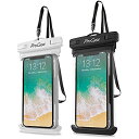 ProCase 2個セット 防水ケース IPX8認定 携帯電話用ドライバッグ 最大7.0”スマホに対応可能 適用端末：iPhone 15 14 13 Mini Pro Max iPhone SE 12 11 XS XR 8 Android -ホワイト/ブラック