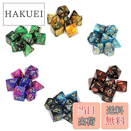 GWHOLE サイコロ 多面体 ダイス アクリル 6色 7サイズ 42枚入 れクトゥルフ 神話TRPG カードゲーム 知育 教育などに