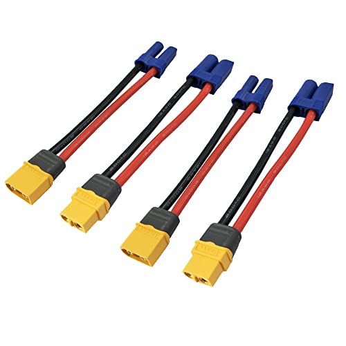 【送料無料】Yiqigou 2ペア Amass XT60H XT60オスメスプラグコネクタアダプターは10cm 12AWGケーブルワイヤでEC5オスメスプラグコネクタアダプターに変換する